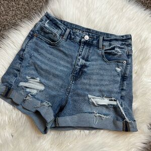 American Eagle Outfitters Women's Distressed Blue Jean Shorts